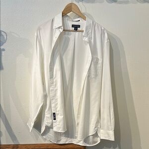 Lands End White No iron Button Down Shirt